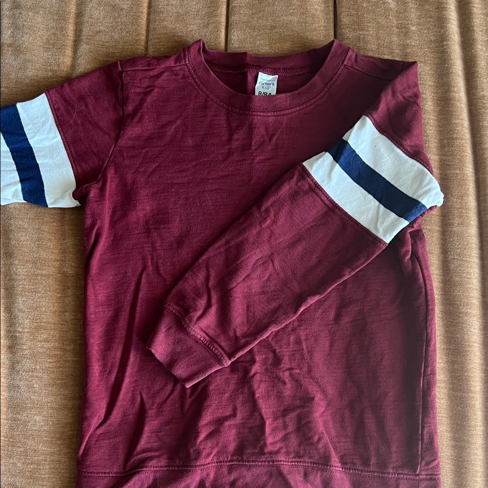 Carter's Burgundy Long Sleeve Tee with Navy and White Stripes